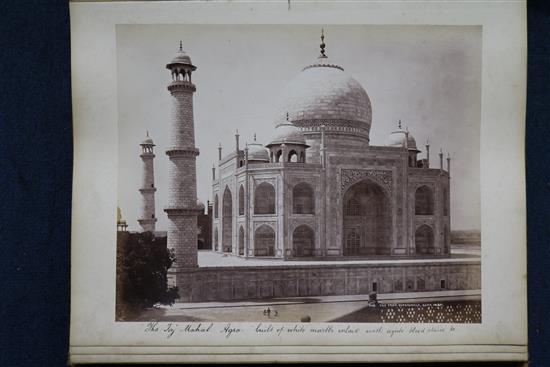 A late Victorian album of photographic views of India, each 8.25 x 10.75in.